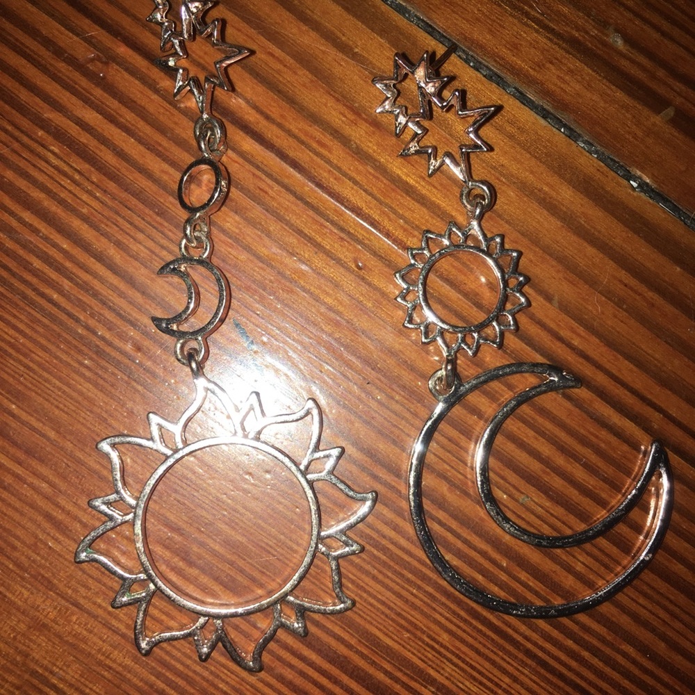 Moon and Sun Dangly Earrings